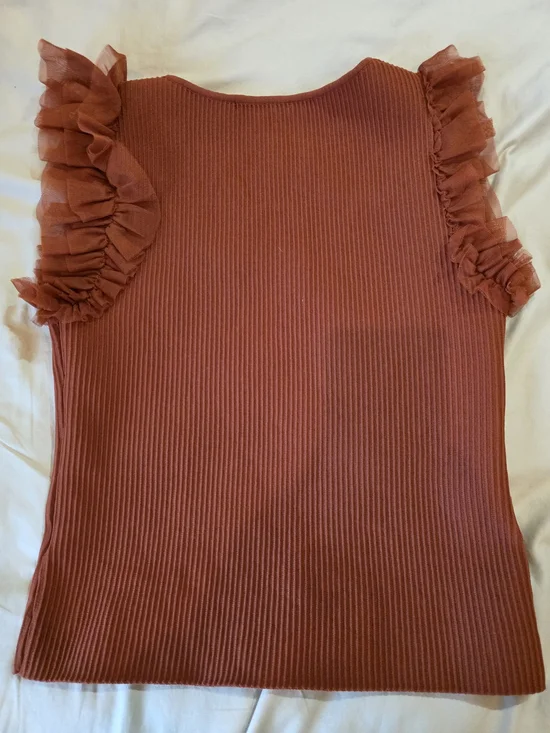Bailey 44 Rust Ruffle Sleeve Ribbed Tank Top - Picture 3 of 11